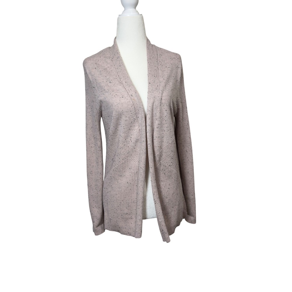 Verve Ami Pink Speckled Open Front Ribbed Cardigan Sweater Womens Medium