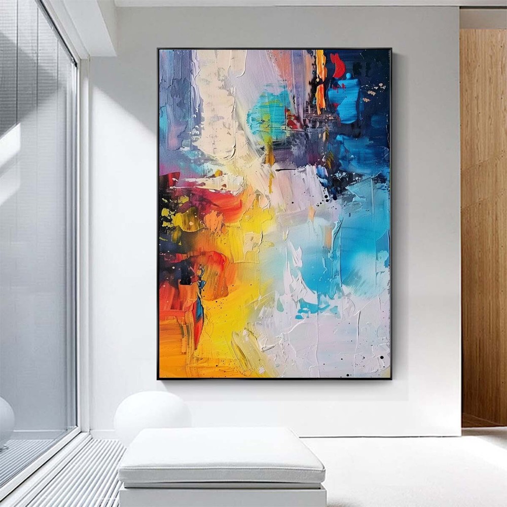 Handpainted Abstract Painting Wall Art Modern Home Decorative Painting Yellow