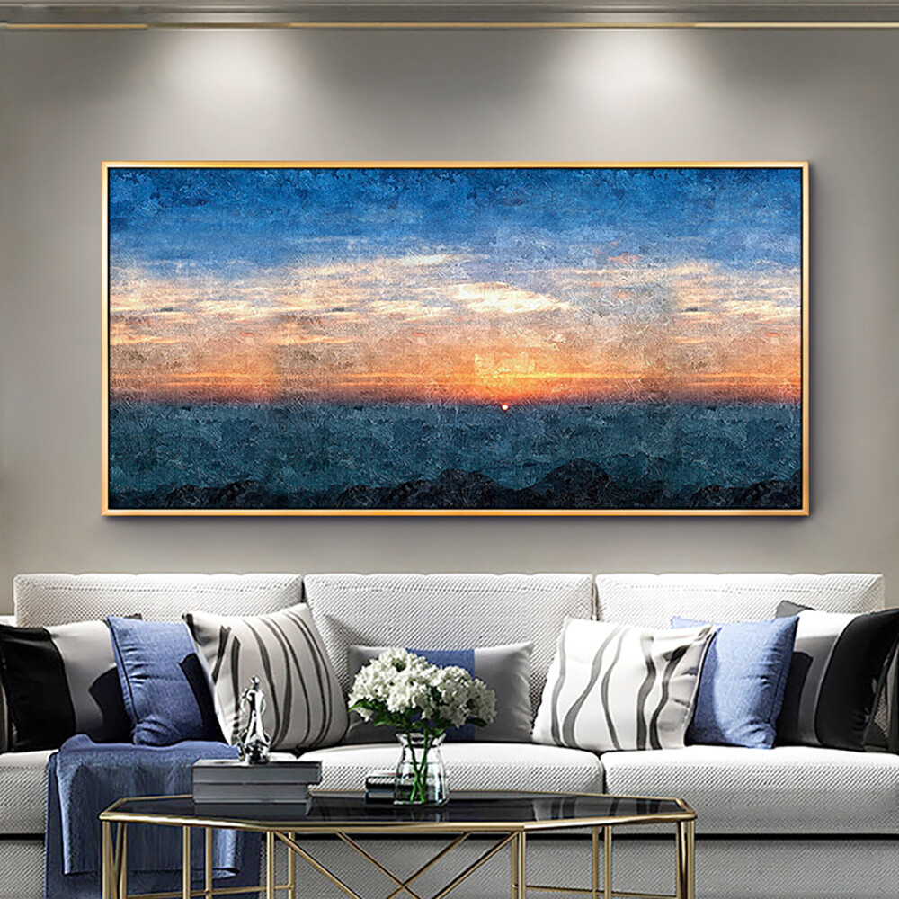 Hand Painted Abstract Sunset Oil Painting On Canvas Abstract Landscape Painting
