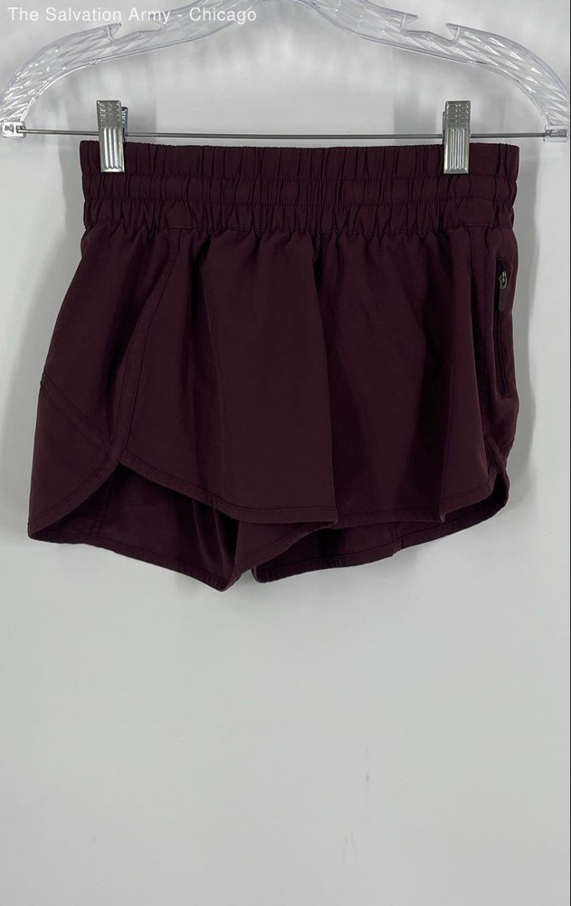 Lululemon Womens Maroon Elastic Waist Pockets Pull-On Athletic Shorts Size XS