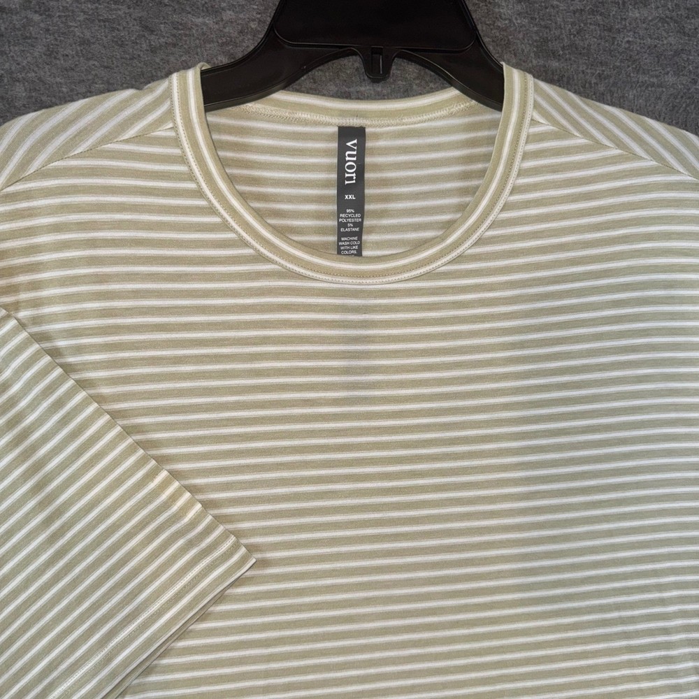 Vuori Current Stripe Tee Mens XXL Winter Pear Athletic Relaxed Fit Shirt NEW