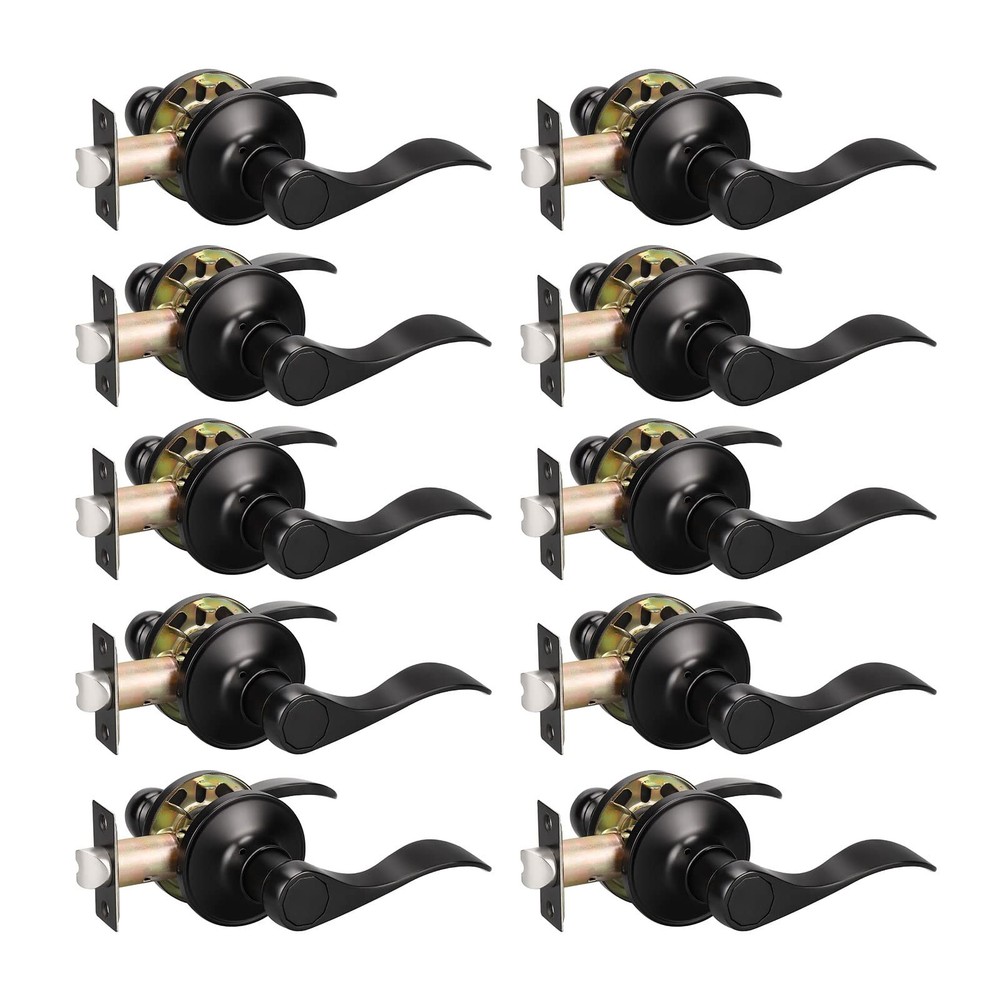 10 Pack Matte Black Keyless Interior Door Handles for Closet or Cabinet