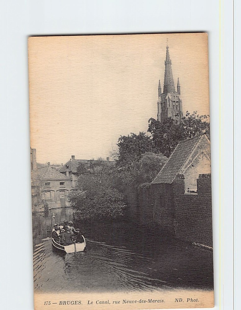Postcard Le Canal Rue Neuve-des-Marais Bruges Belgium