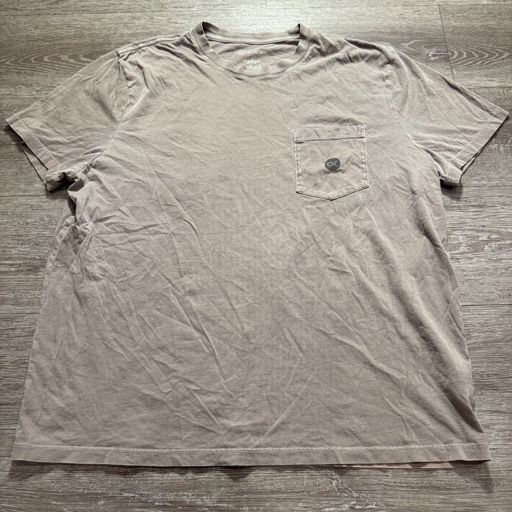 Outerknown Shirt Mens XL Beige Organic Cotton Short Sleeve Pocket Tee USA Made