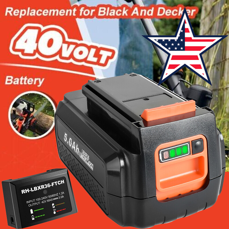 40V Black+Decker Lithium Max Battery & Charger for LBX2040 LBXR36 LSW36