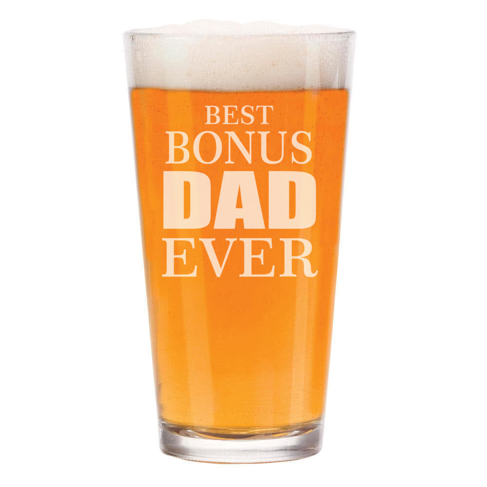 16 oz Beer Pint Glass for Best Bonus Dad Ever Step Father Gift