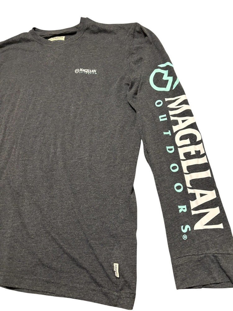 Magellan T-Shirt Mens Large Gray Grotto Falls Long Sleeve Graphic Classic Fit