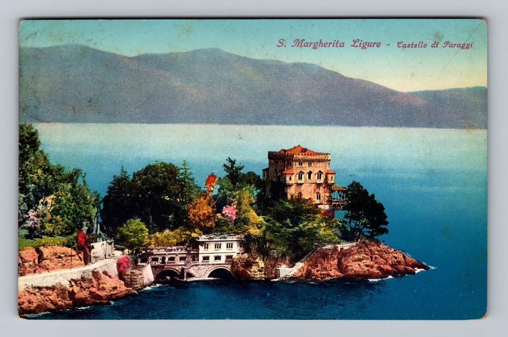 Italy- Paraggi St. Margherita Ligure Seaside Castle Old Card Vintage Postcard