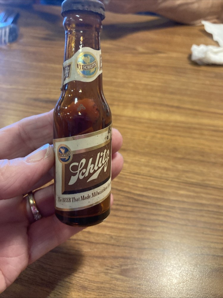 Vintage Schlitz Beer Mini Glass Advertising Bottle Salt Pepper Shaker