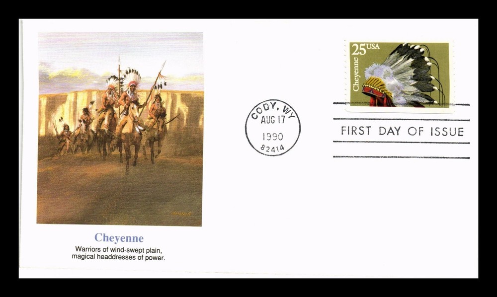 Dr Jim Stamps Us Cover Cheyenne Native American Headdresses Fdc Fleetwood