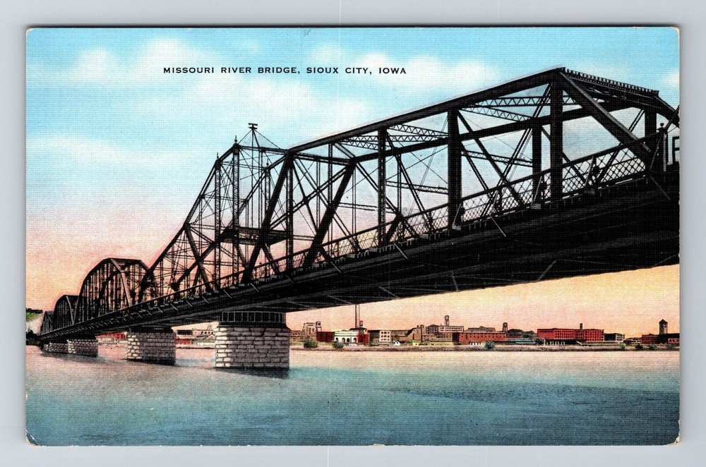 Sioux City IA-Iowa, Missouri River Bridge, Vintage Postcard