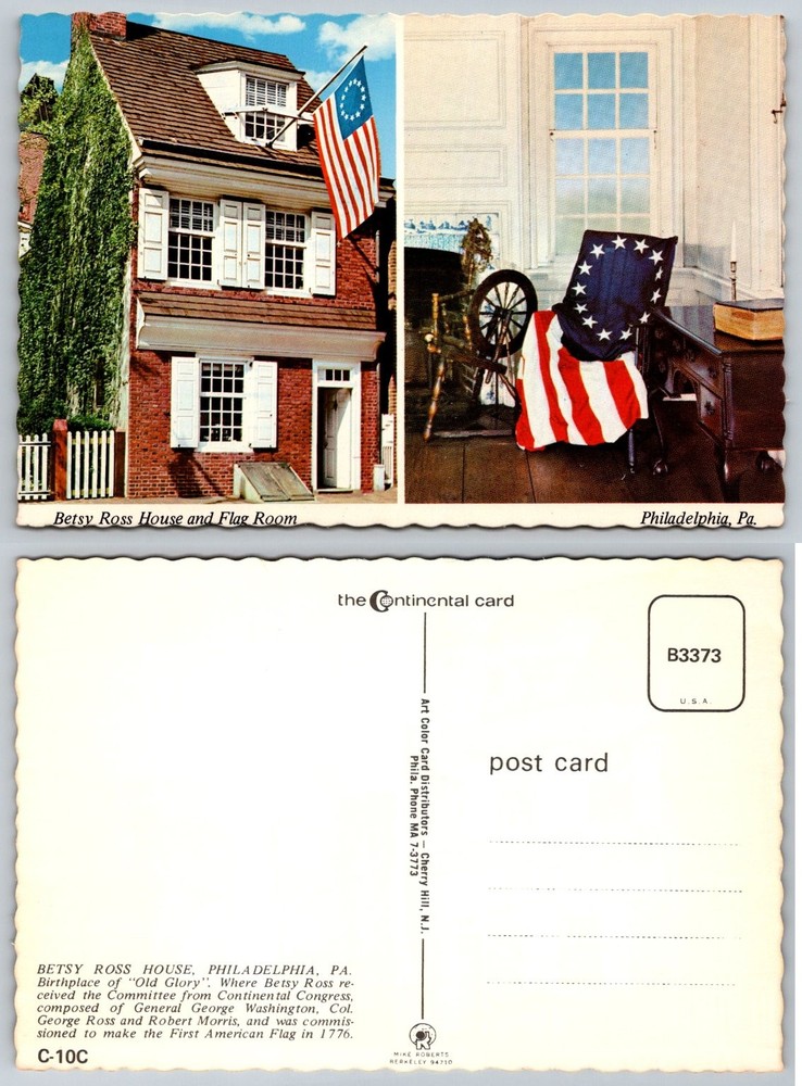 Betsy Ross House Flag Room Philadelphia PA Continental Card Postcard