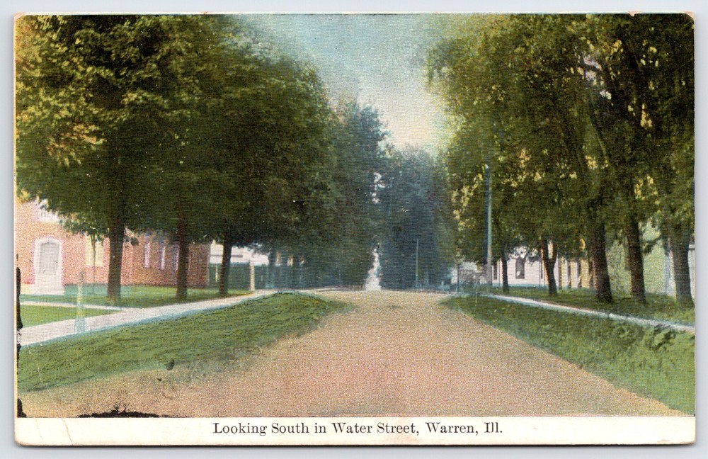 Postcard Looking South In Water Street, Warren Illinois Posted 1909
