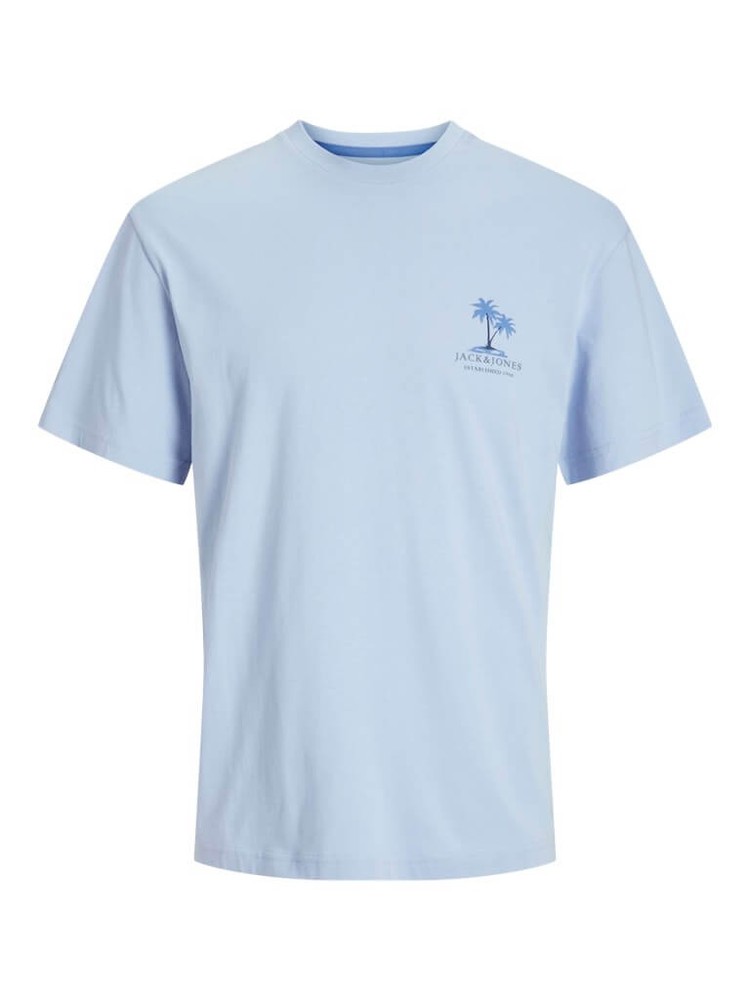 Jack & Jones Summer Vibes Crew Neck Cotton T-Shirt in Blue