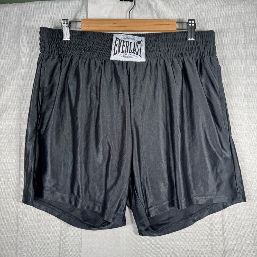Everlast Mens Boxing Shorts Black Satin Athletic Training Trunks XL