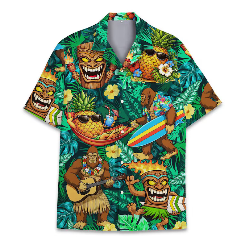 Tropical Tiki Hawaii Shirt Men Women Aloha Beach Vacation Summer