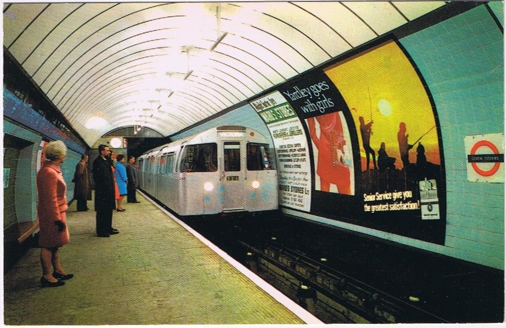 Postcard Tube Train At Seven Sisters Station London England UK