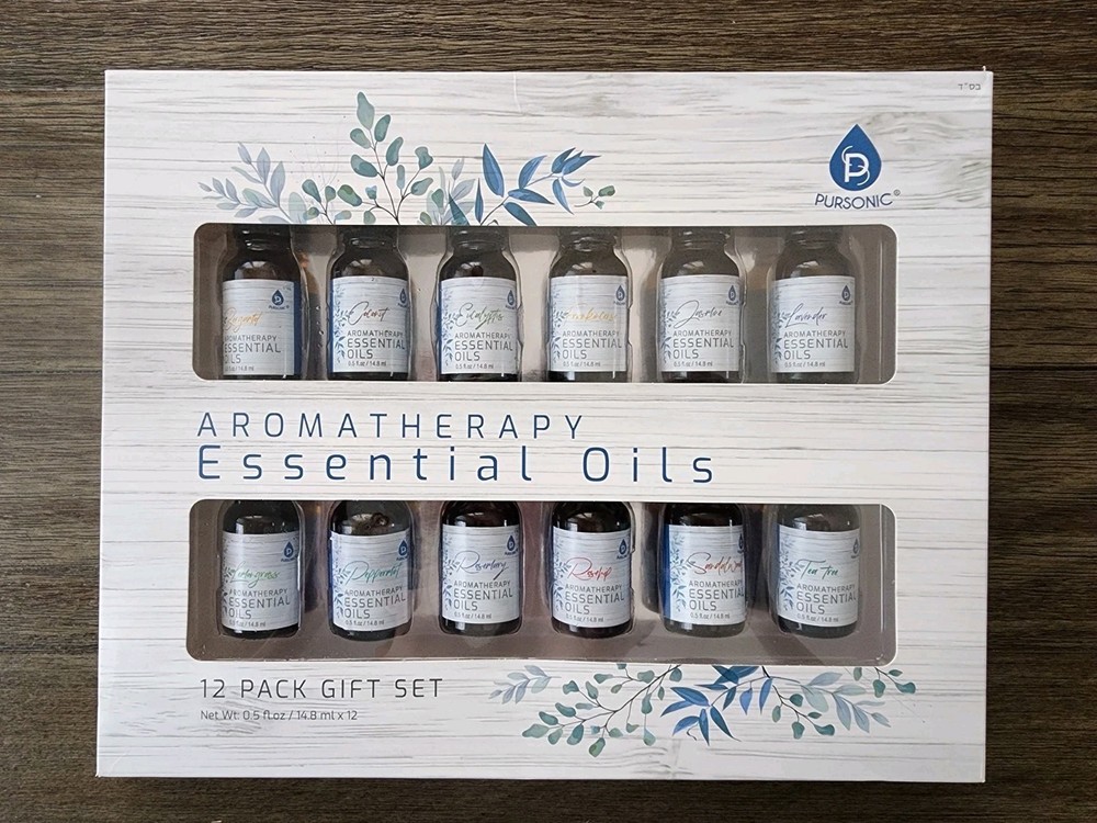 Pursonic 12 Pack 0.5oz Aromatherapy Essential Oils Set