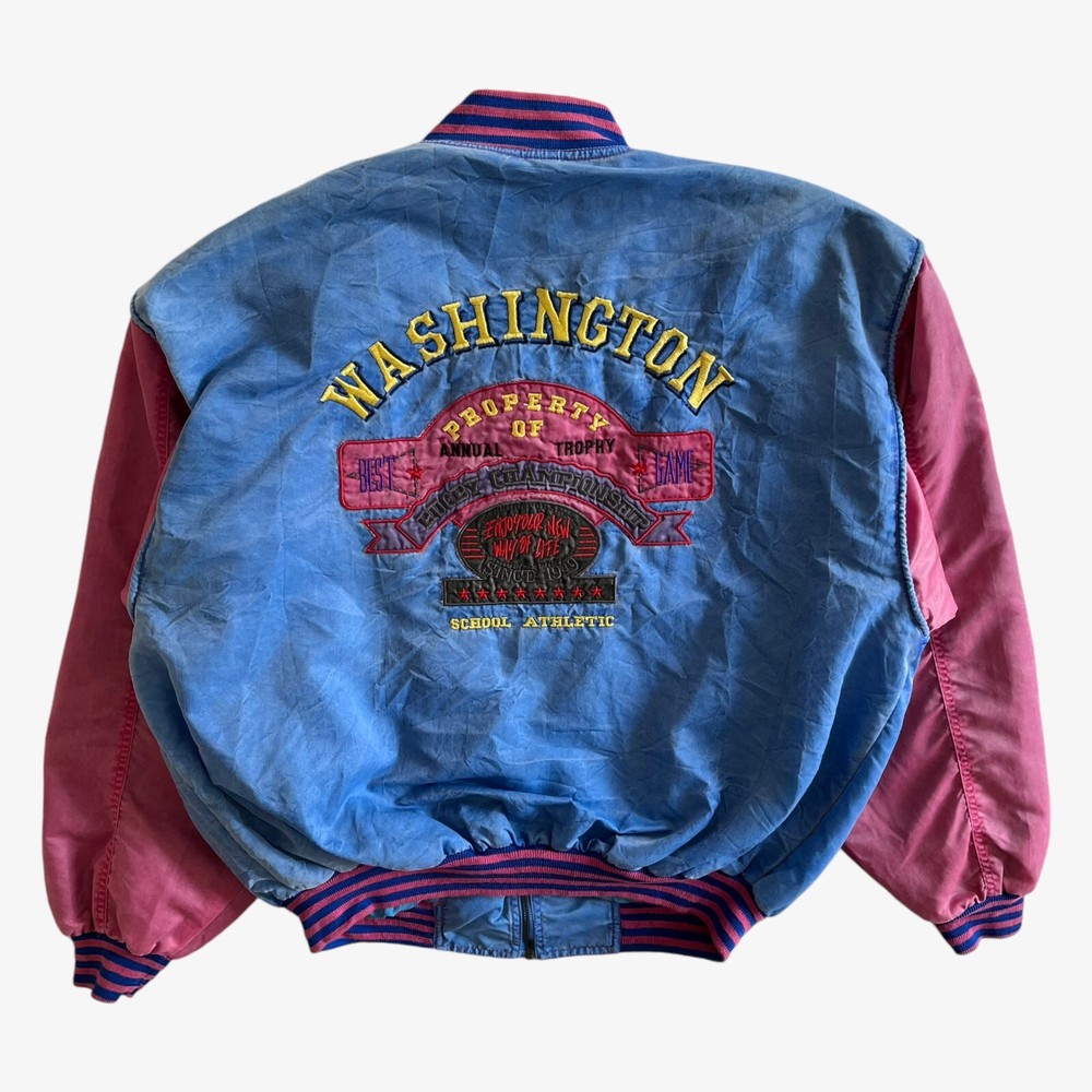 Vintage 80s Washington Rugby Varsity Jacket in Championship Blue