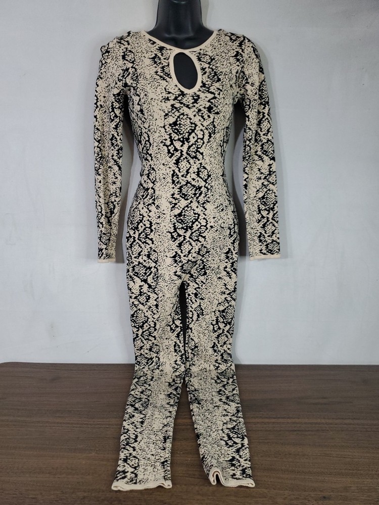 Fashion Nova Snakeskin Jumpsuit Women's Size Small  Zip-Up sexy