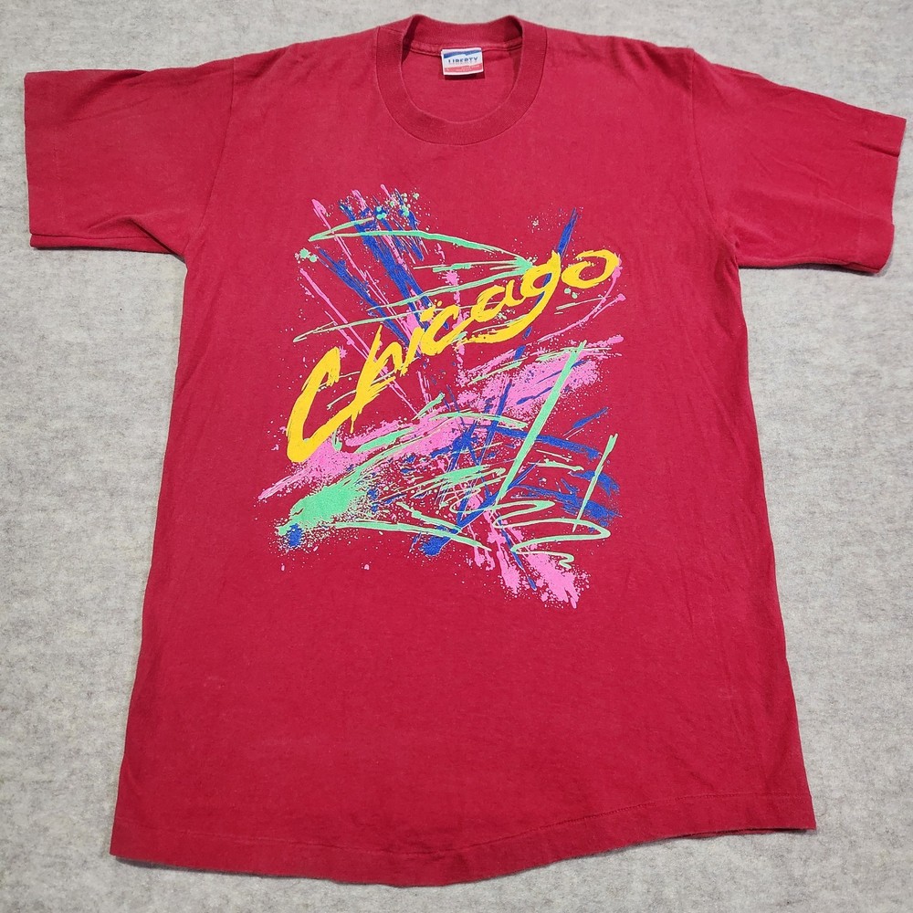 Vintage Chicago Tee L | 80s 90s Abstract Art Graphic USA Made T-Shirt-image