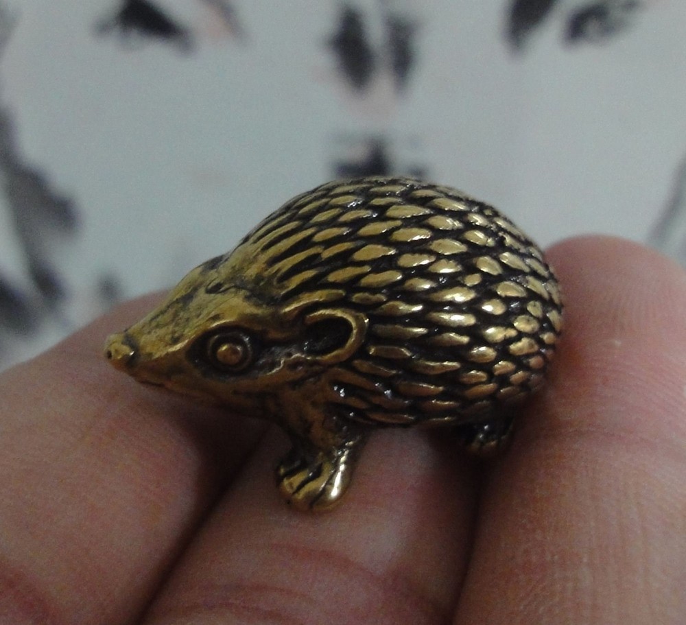 Vintage Style Solid Brass Copper Hedgehog Animal Statue Sculpture