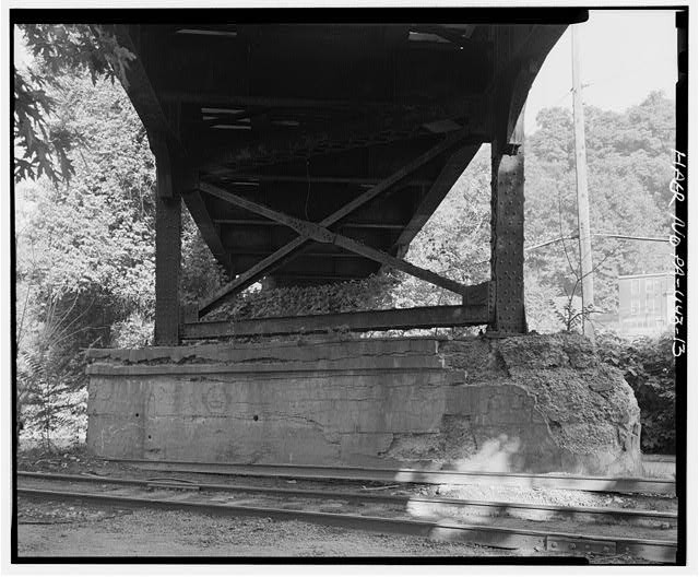 Pennsylvania Railroad, Pier, view east - West Penn Bridge, spanning Allegheny