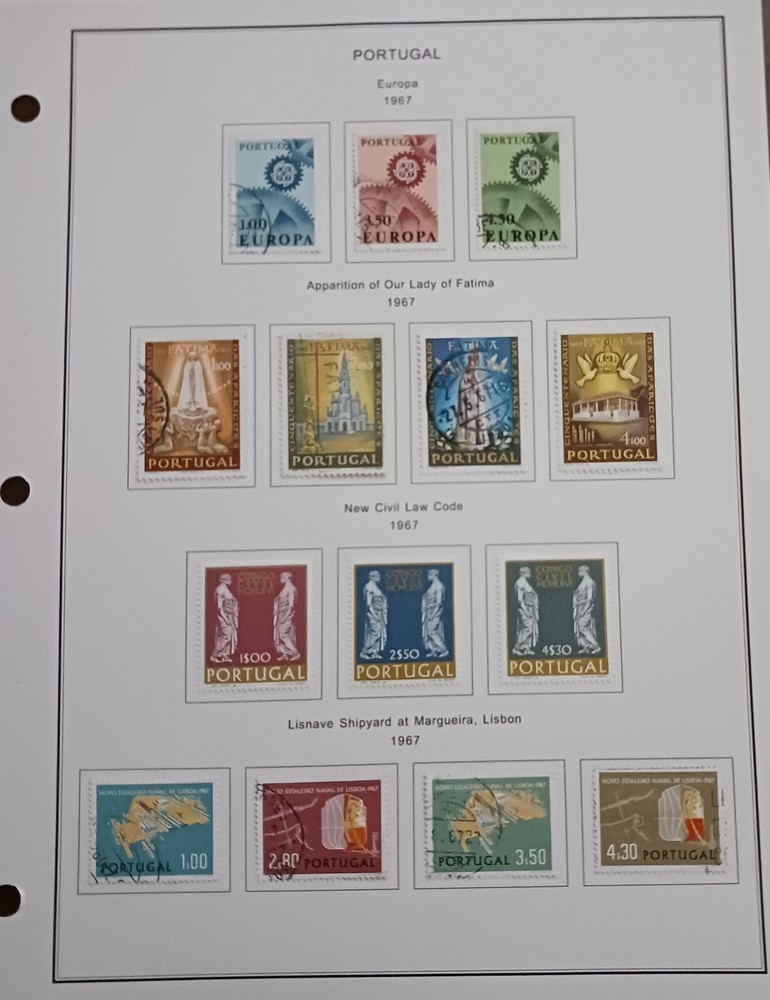 PORTUGAL  - 1967 - LOT OF STAMPS ON ALBUM  PAGE - USED & MH