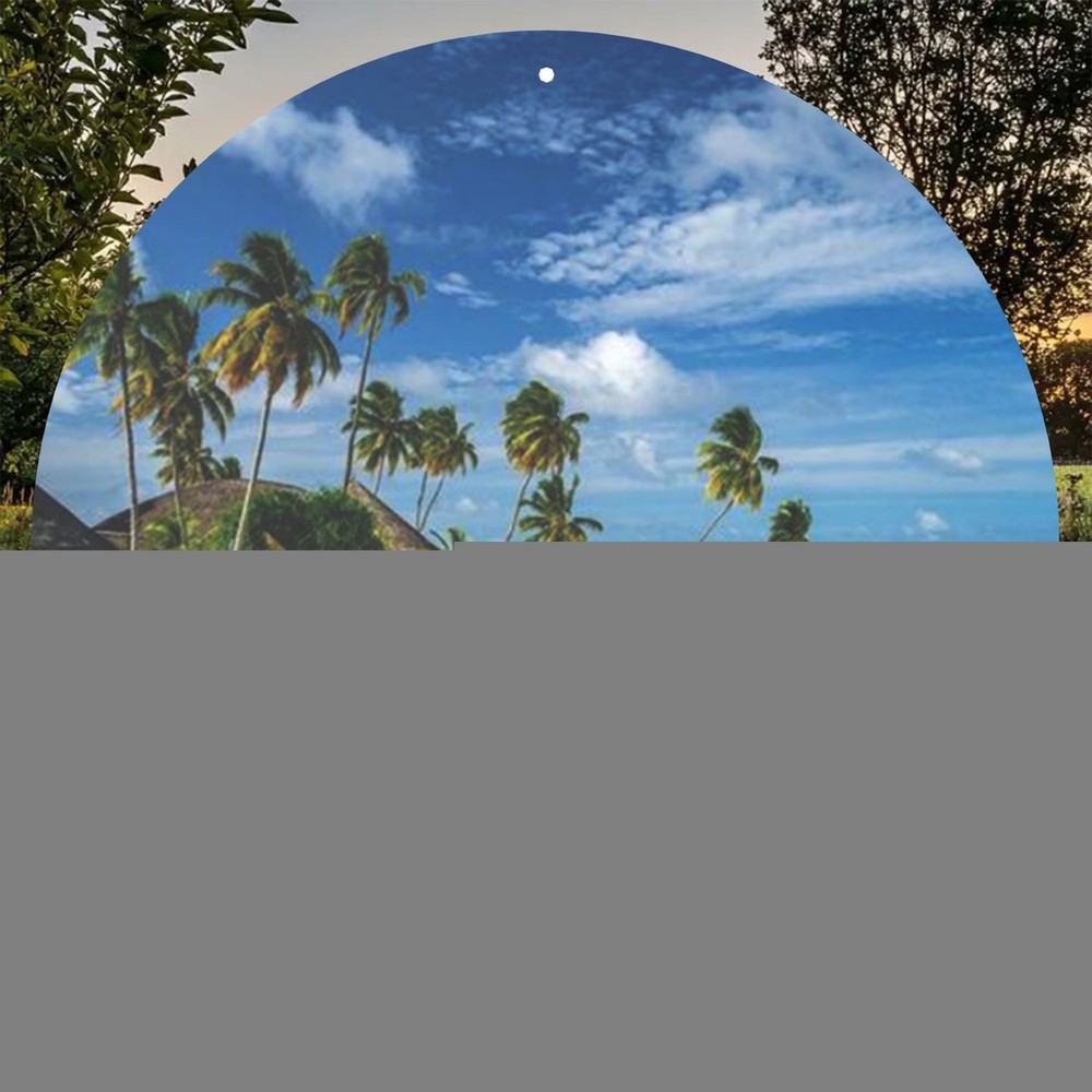 Tropical Palm Tree Wall Art Turquoise Ocean Waves Design