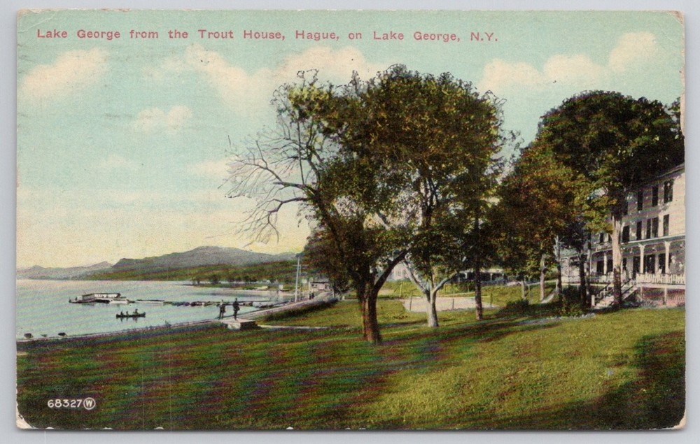 1911 Lake George, NY Trout House Postcard - Hague, New York Vintage