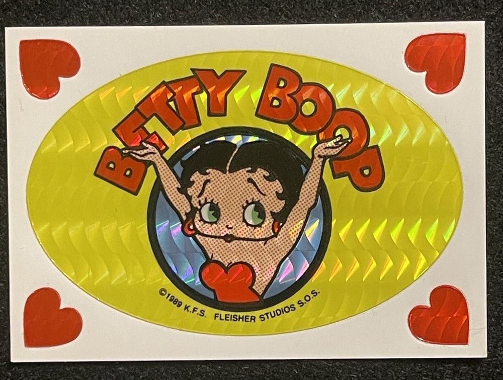 Rare VTG 1989 Betty Boop Arms in The Air/Hearts Prism Vending Machine Sticker