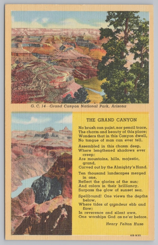 Linen~Arizona~Grand Canyon National Park~Henry Felton Huse~Vintage Postcard