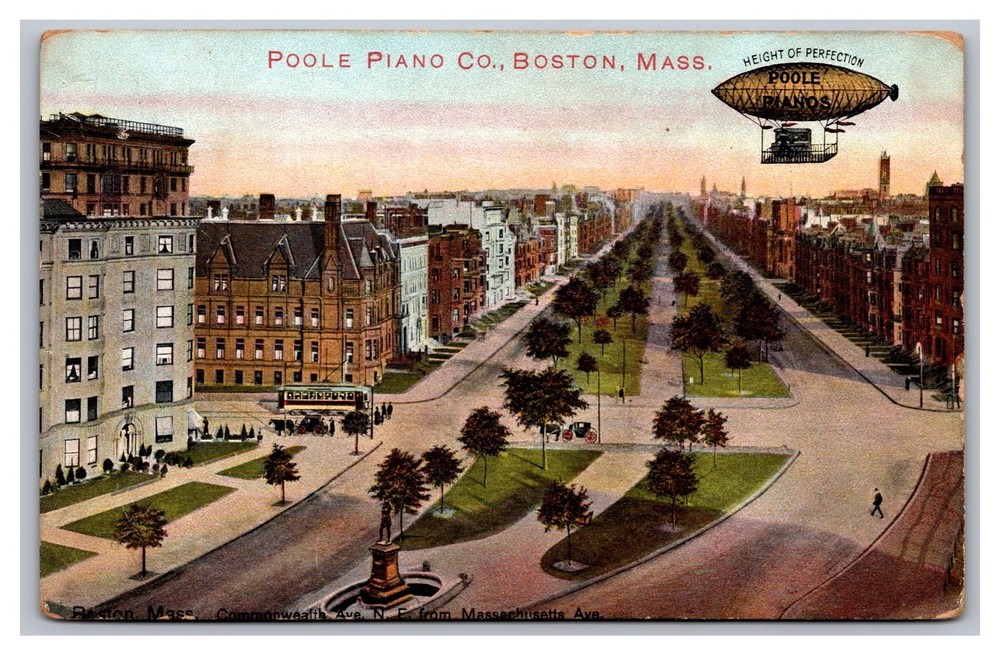 Boston MA Commonwealth Avenue NE Poole Piano Co. Unposted Divided Back Postcard