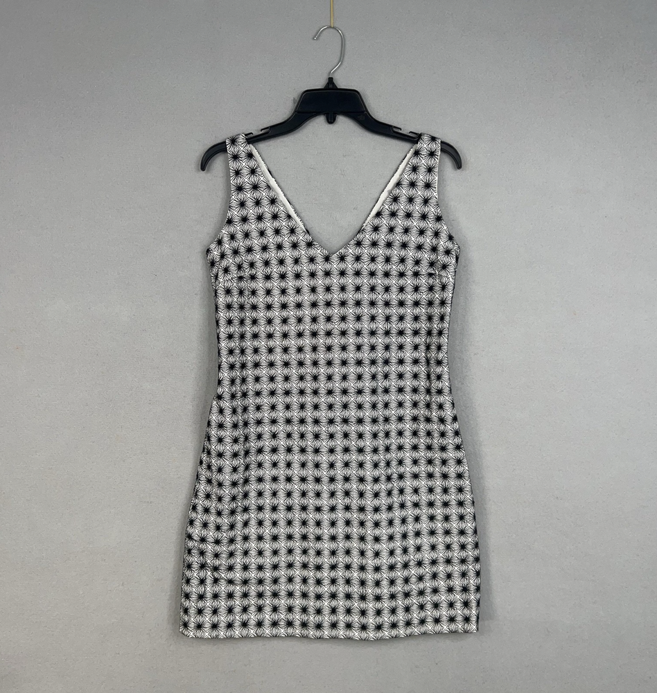 PIAZZA SEMPIONE Dress Womens Small Black White V-Neck Designer Lux Made in Italy