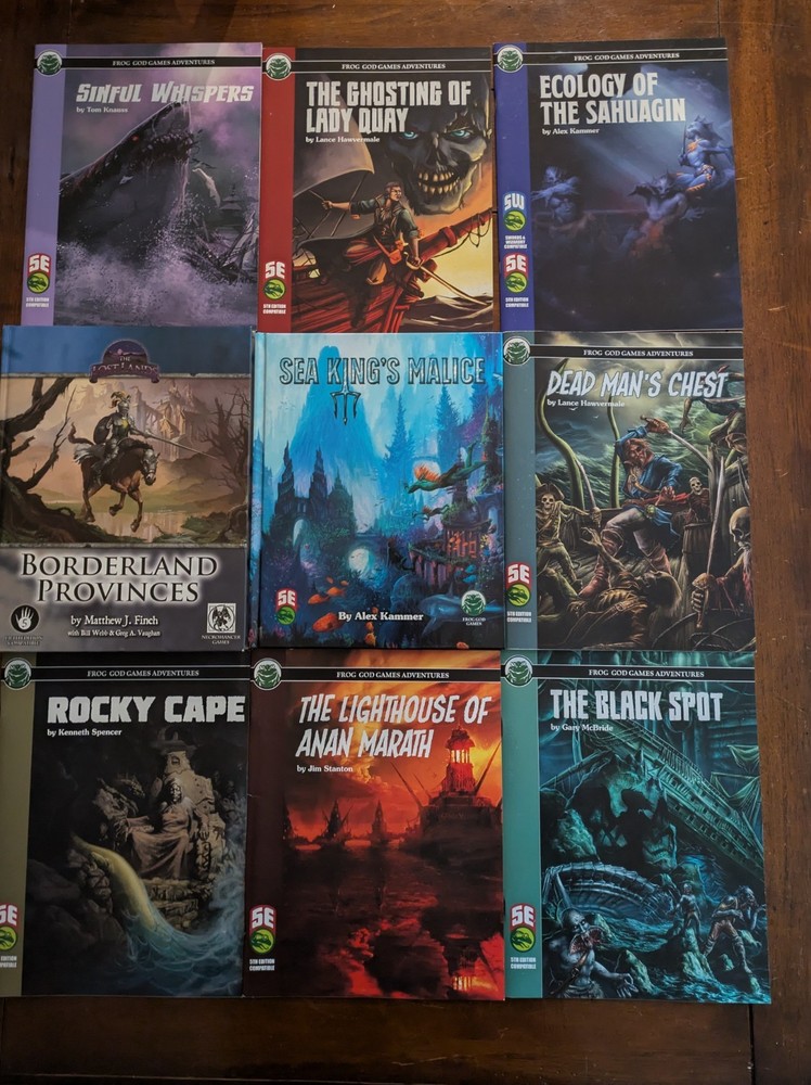 D&D 5E Compatible Frog God - Lot of 9 Sea/Coast Books/Adventures