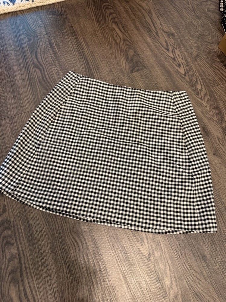 Urban Outfitters Black White Check Short A-Line Zipper Skirt Size XS
