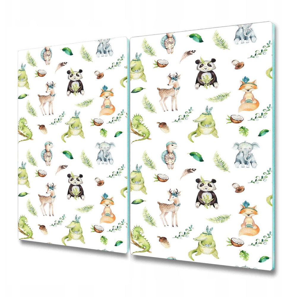 Glass Chopping Cutting Serving Board Cute Indian Crocodile Fox Animals 2x30x52