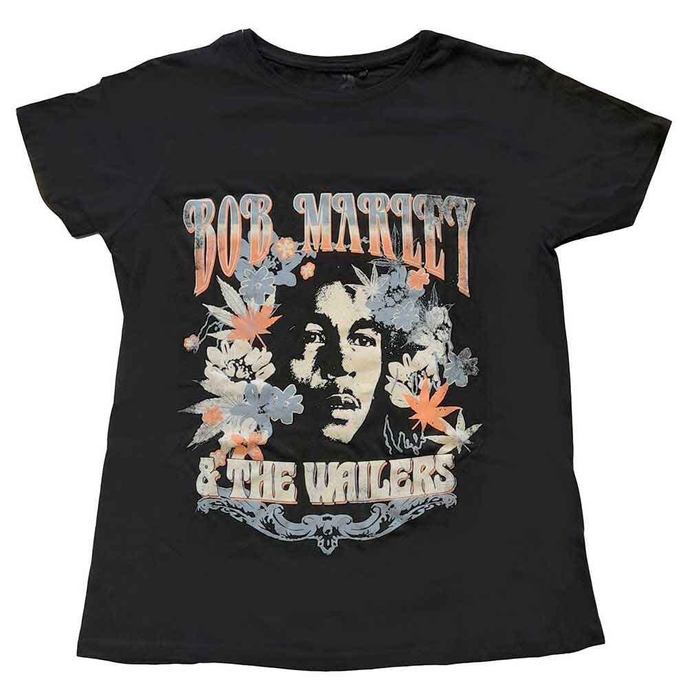 Bob Marley T Shirt Flower Portrait Logo new Official Womens Boyfriend Fit