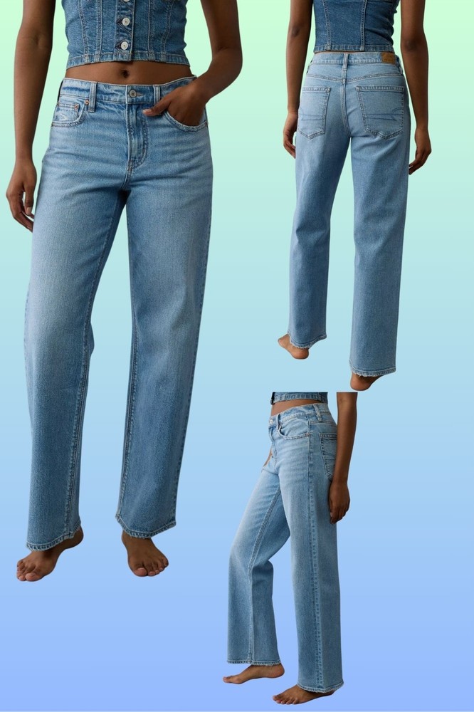 American Eagle Jeans High Rise Waisted Stovepipe Straight Strigid 8R 29 x 29