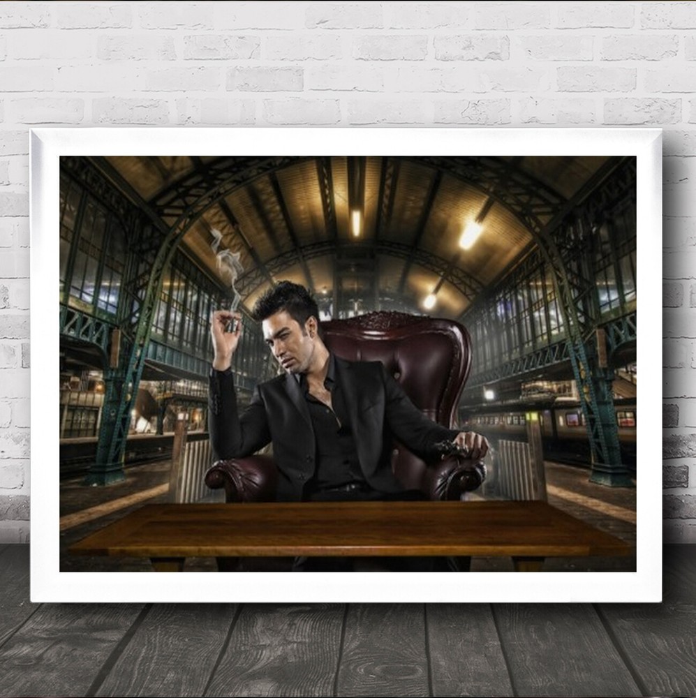 Amigos Conceptual Digital Imaging Halloween Gangster Leather Chair Art Print