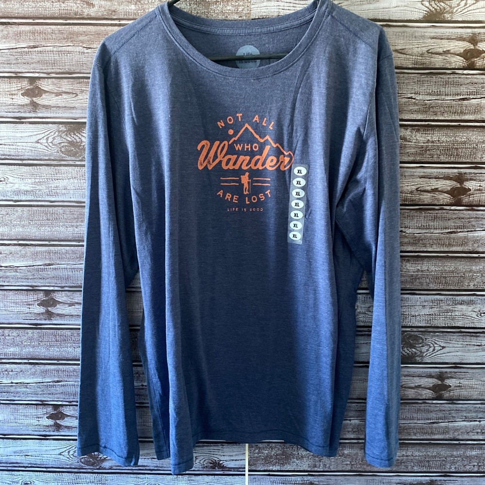 Life Is Good Women's Long-Sleeved Cool Tee Size XL Classic Fit Blue NWT