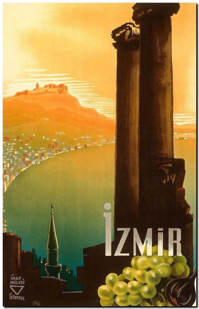 Cool Retro Travel Poster *FRAMED* CANVAS ART ~Izmir Turkey 16