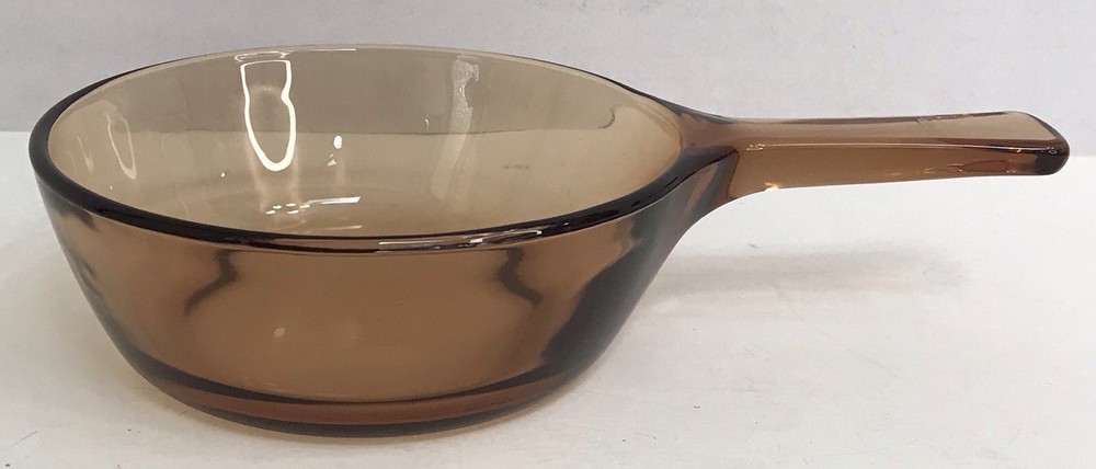 Vintage Corning Ware Visions Amber Brown Glass .5 Liter Small Sauce Pan No Lid B