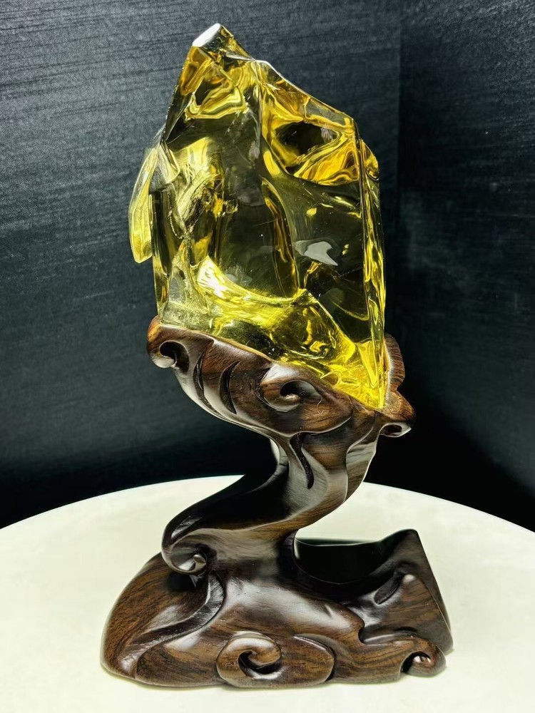 Rare 3.23LB Natural Citrine Quartz Crystal Reiki Tower with Stand