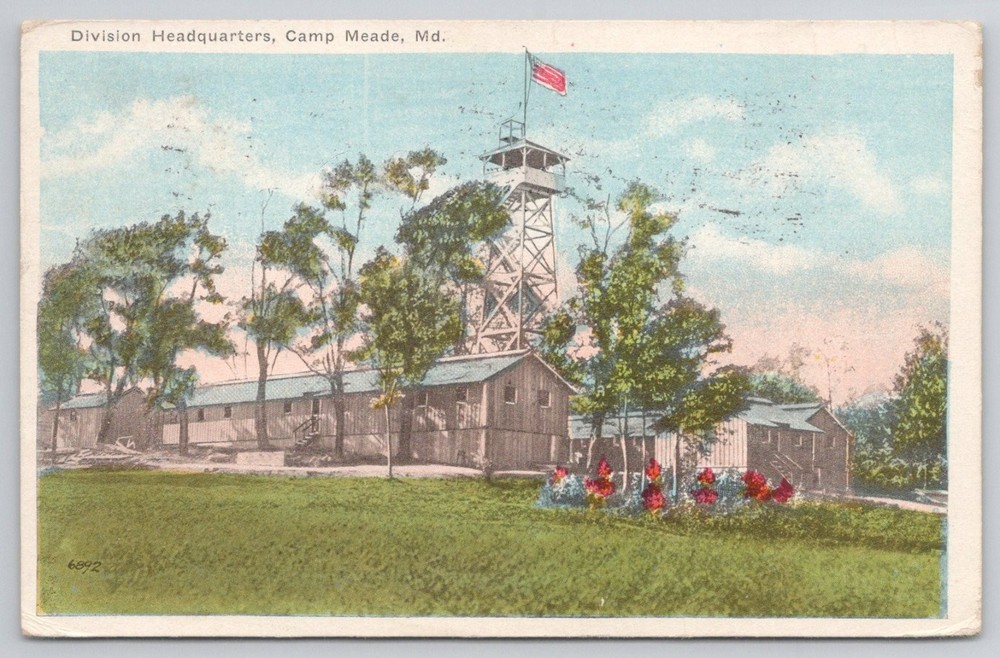 WWI Era Camp Meade MD Division Headquarters Observation Tower Postcard 1917