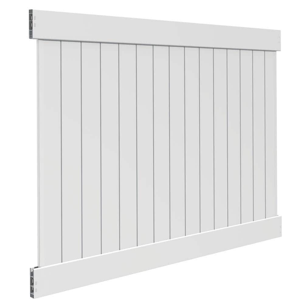 6ft x 8ft White Framed Privacy Fence Panel Kit with Infill
