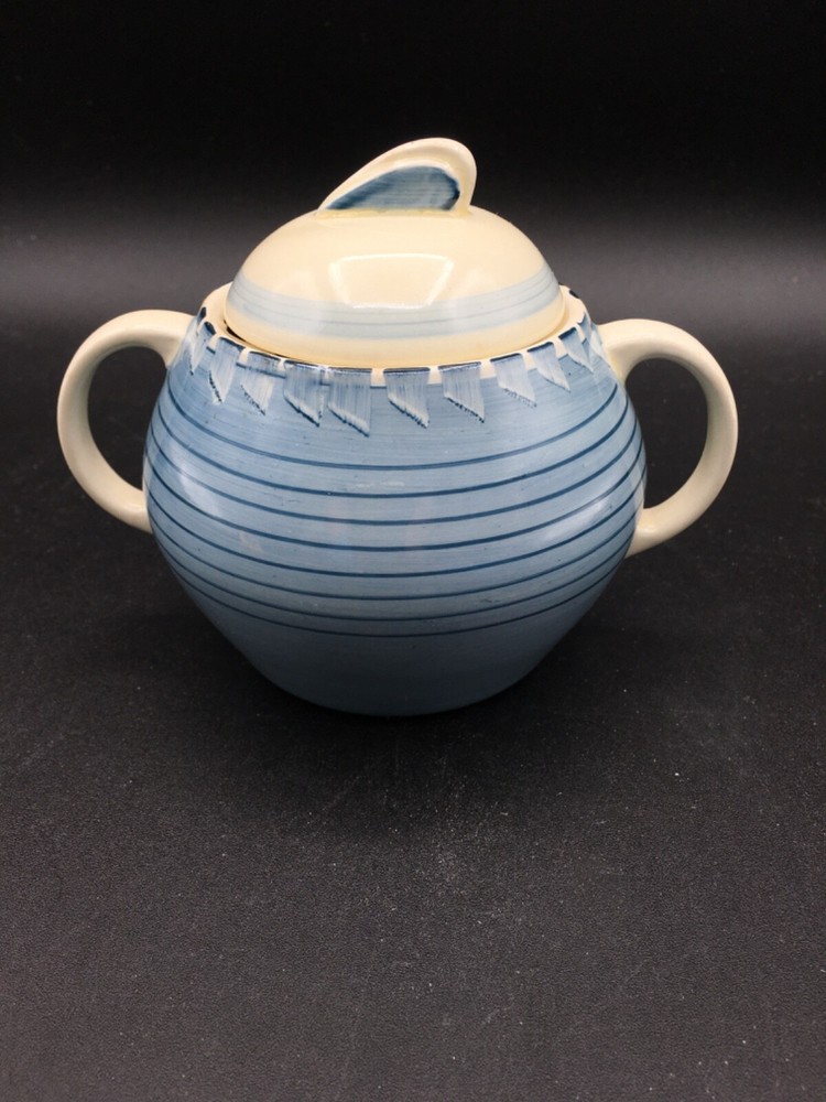 Susie Copper Crown Works Burslem 2179 Blue Sugar  Bowl Bone China England