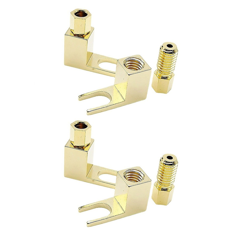 4Pcs Gold-Plated Copper Spade Fork Banana Plugs for HIFI Audio Cable Connectors