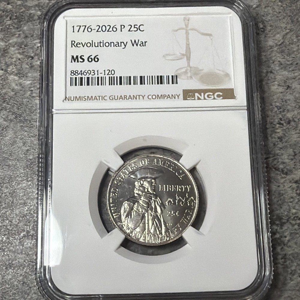 1776-2026 D 25C Revolutionary War Washington Quarter NGC MS66 MS-66