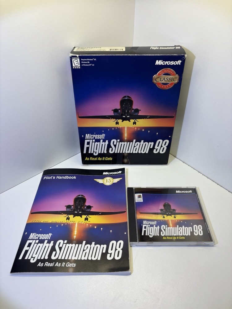 Microsoft Flight Simulator 98 (PC CD ROM 1998) Windows Big Box Complete In Box